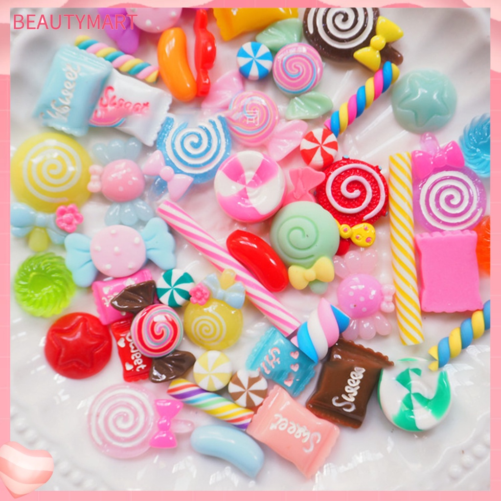 Set 30 / 50 / 100 Phụ Kiện Trang Trí Móng Tay 3D Bằng Nhựa Acrylic Mềm DIY