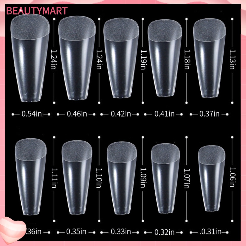 Bộ 500 Móng Tay Giả Cong Chữ C Trong Suốt Dùng Trang Trí Móng Nghệ Thuật DIY