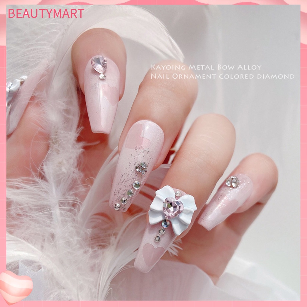 Set 2 Phụ Kiện Trang Trí Móng Tay Hình Nơ Đính Đá Xinh Xắn