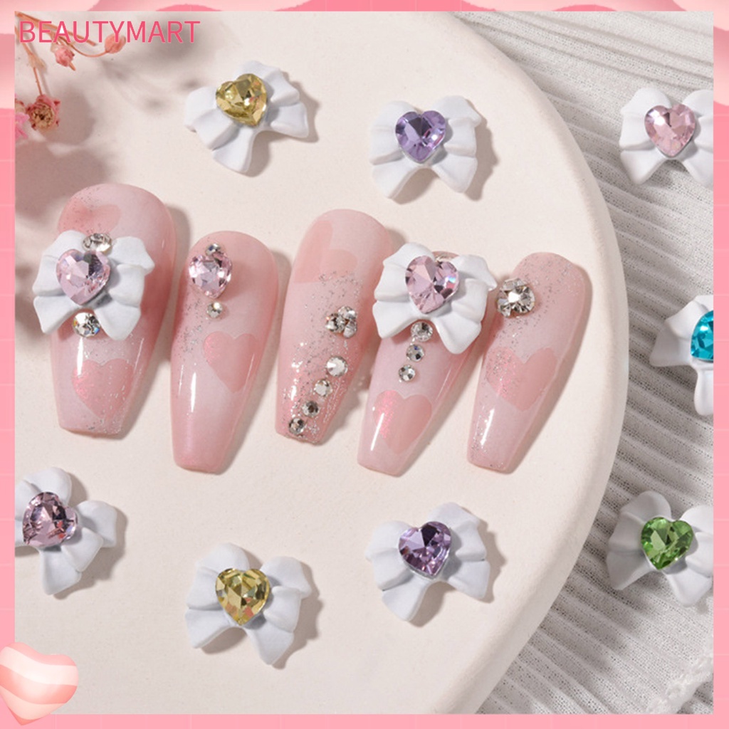 Set 2 Phụ Kiện Trang Trí Móng Tay Hình Nơ Đính Đá Xinh Xắn