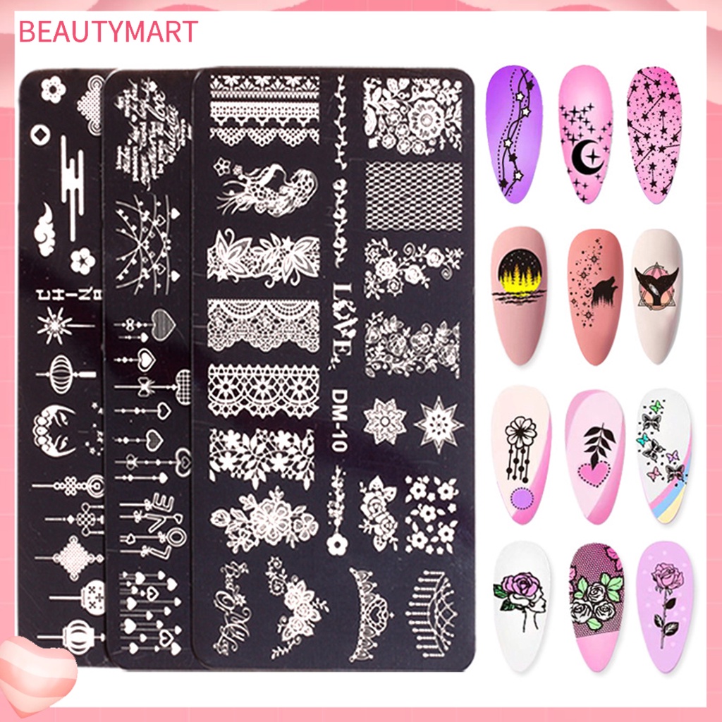 Khuôn Trang Trí Móng Tay Bằng Thép Không Gỉ Họa Tiết Tinh Tế Có Thể Tái Sử Dụng