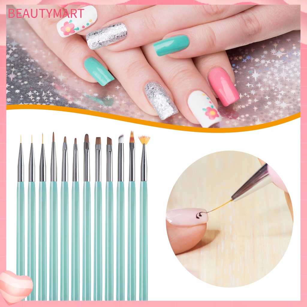 Cọ Vẽ Trang Trí Móng Tay Nghệ Thuật Bằng Lông Mềm Tay Cầm Dài Bằng Nhựa Có Thể Tái Sử Dụng