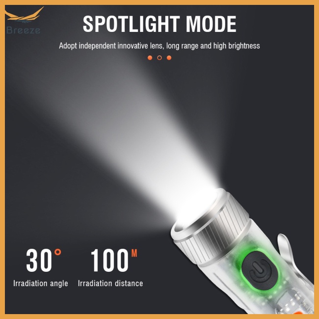 Đèn Pin Mini Usb-c Sạc Nhanh Đa Năng Có Kẹp Gắn Chìa Khóa Tiện Dụng