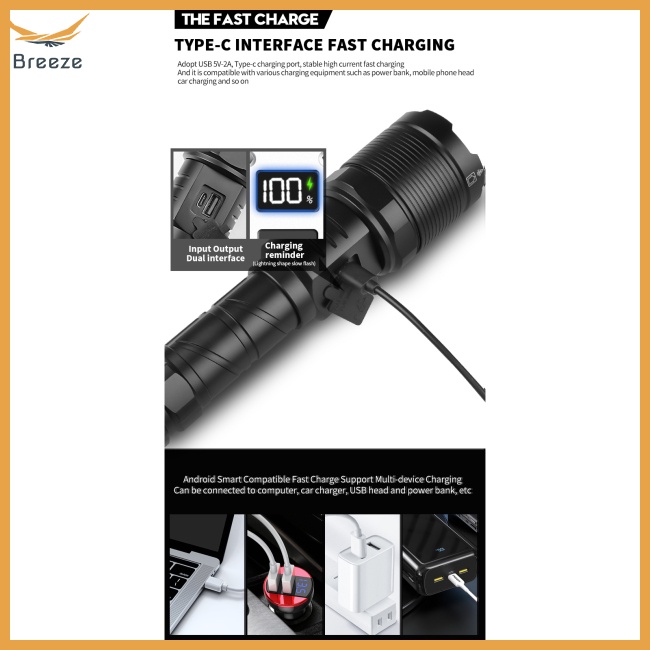 Đèn Pin Led Xhp70 30w 5 Cấp Độ Kỹ Thuật Số Tiện Dụng