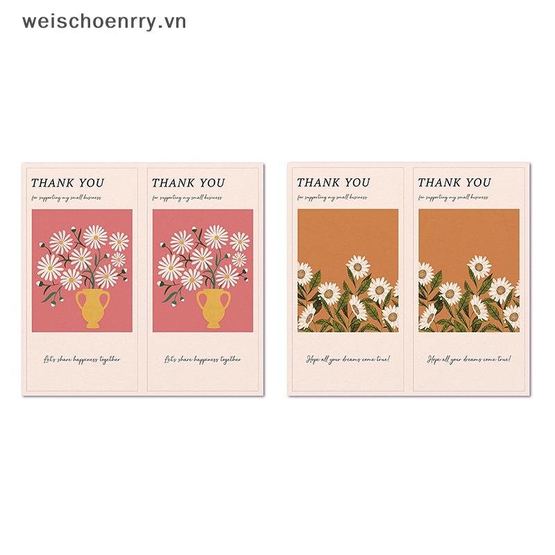 Set 50 Miếng Dán Niêm Phong Bao Bì In Chữ Thank You Và Hoa