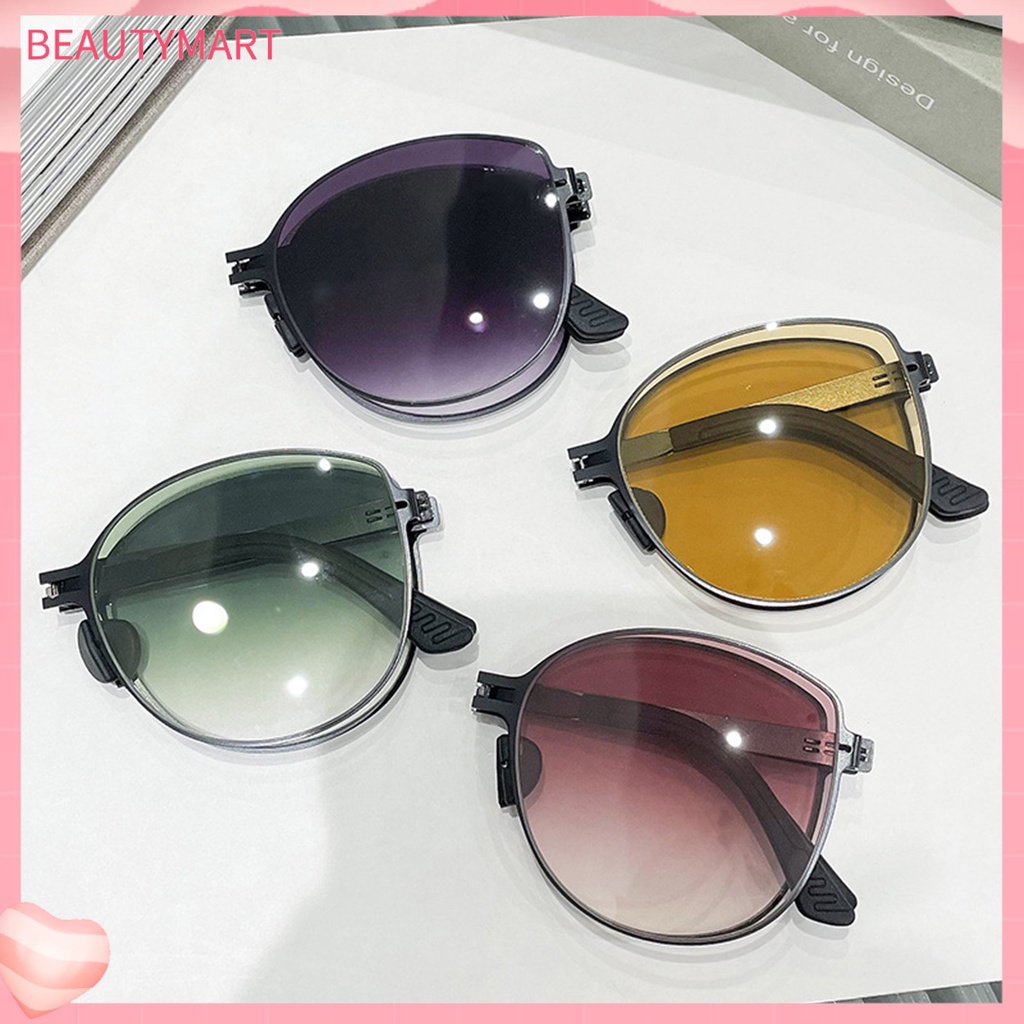 Kính Mát Gọng Kim Loại Tròng Màu Sắc Gradient Chống Tia UV400 Cho Nữ