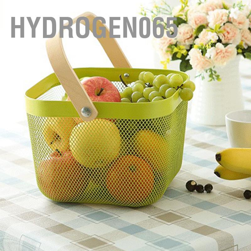 Hydrogen065 Rây Trái Cây Chất Liệu Kim Loại Tay Cầm Di Động Thoải Mái Chống Mài Mòn Rổ Xả Rau Thiết Thực Cho Nhà Bếp