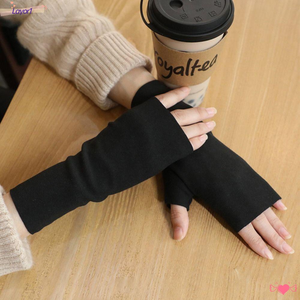 Găng Tay Hở Ngón Giữ Ấm Bằng Nhung LAYOR1