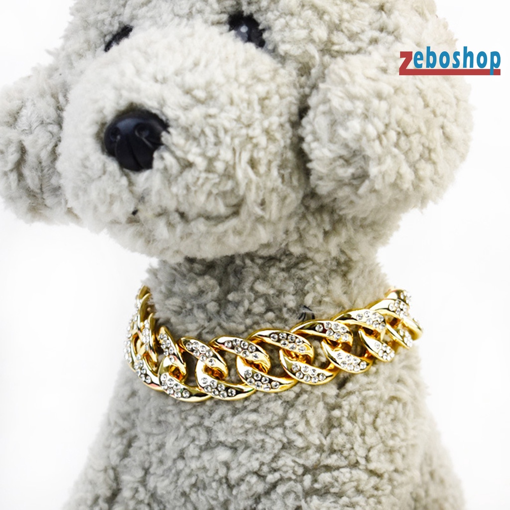 Zeboshop Vòng Cổ Nhựa Mạ Điện Đính Đá Có Thể Điều Chỉnh Cho Thú Cưng