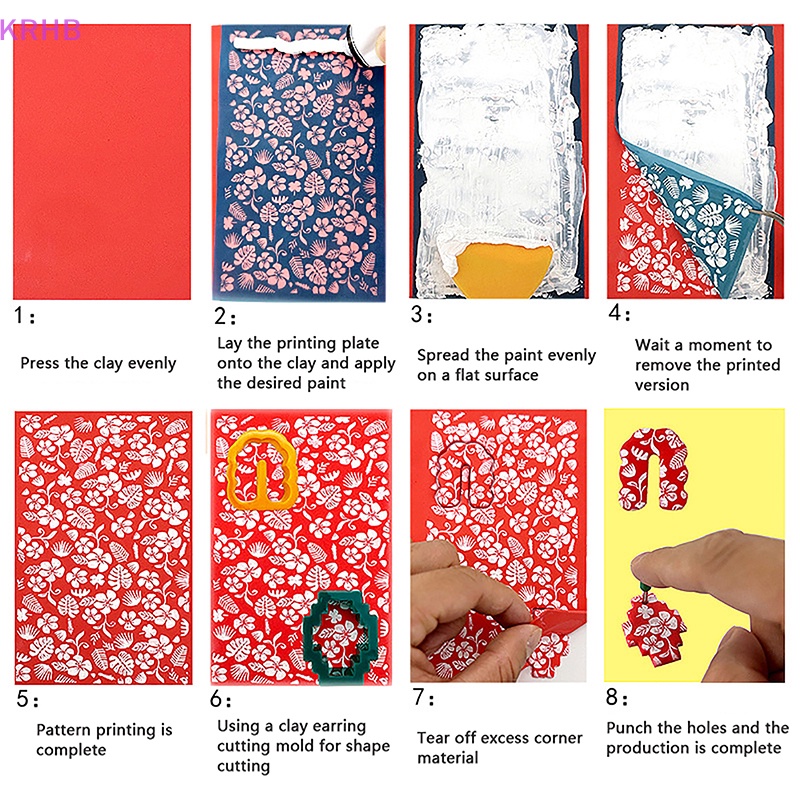 Krhb Khuôn Lụa Polymer Màng Lụa Polymer Tái Sử Dụng Được In Trang Sức / Tem Dán Trang Trí Khuyên Tai DIY Mới