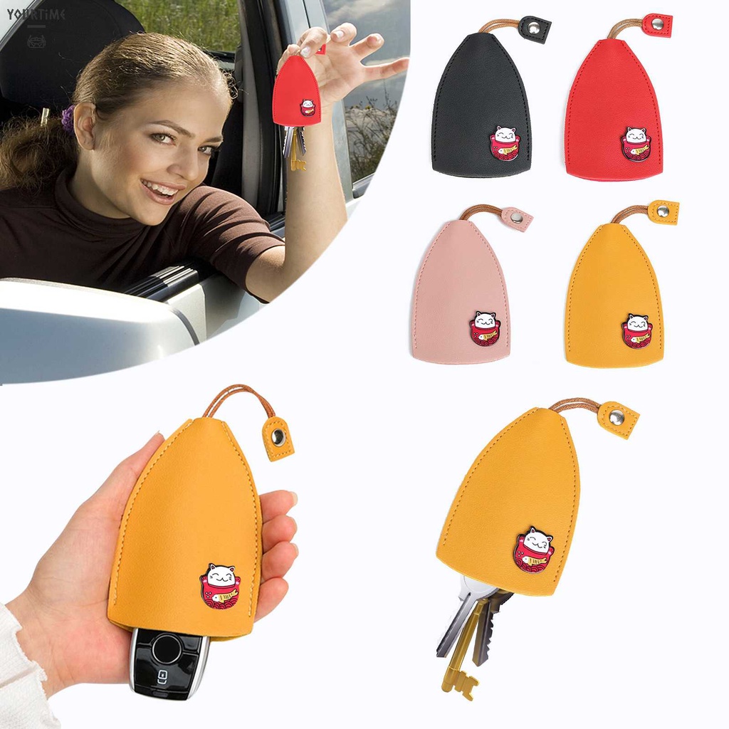 Set 4 Vỏ Bọc Chìa Khóa Xe Hơi Bằng Da PU In Họa Tiết Hoạt Hình Dễ Thương Ốp