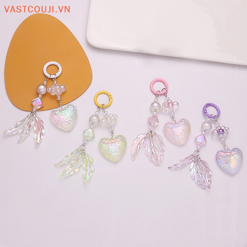 Móc Khóa VASTJI Hình Trái Tim Chiếc Lá Nhiều Màu Phong Cách Hàn Quốc