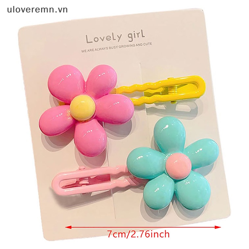 Bộ 2 Kẹp Tóc Hình Hoa Nhiều Màu Sắc Phong Cách Vintage Dễ Thương Cho Nữ