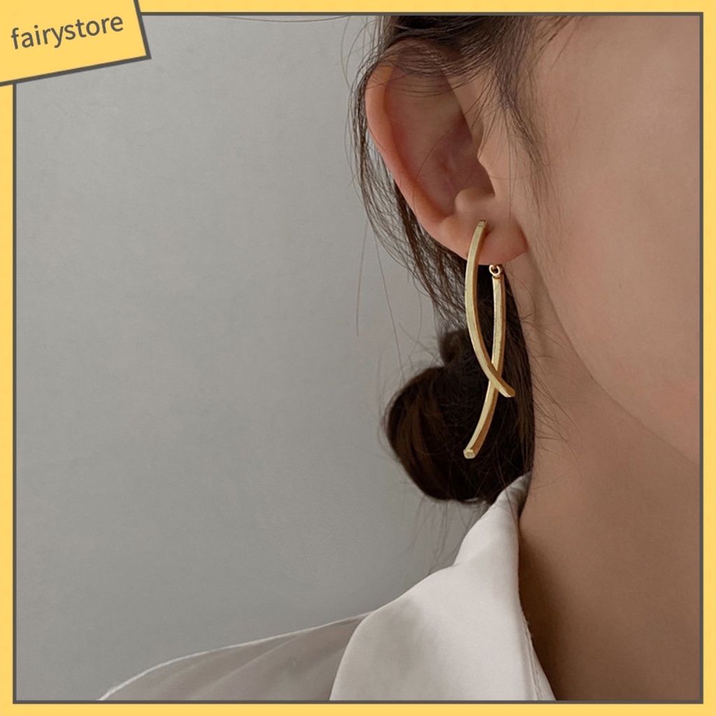 1 Đôi Bông Tai Xỏ Lỗ Dạng Xỏ Hình Học Đơn Giản Thời Trang Dành Cho Nữ