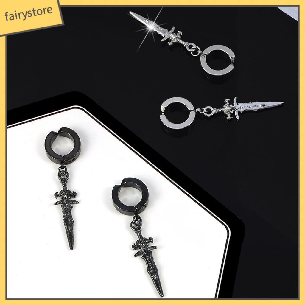 1 Đôi Bông Tai Nam Hình Thanh Kiếm Màu Sắc Đơn Giản Phong Cách Punk