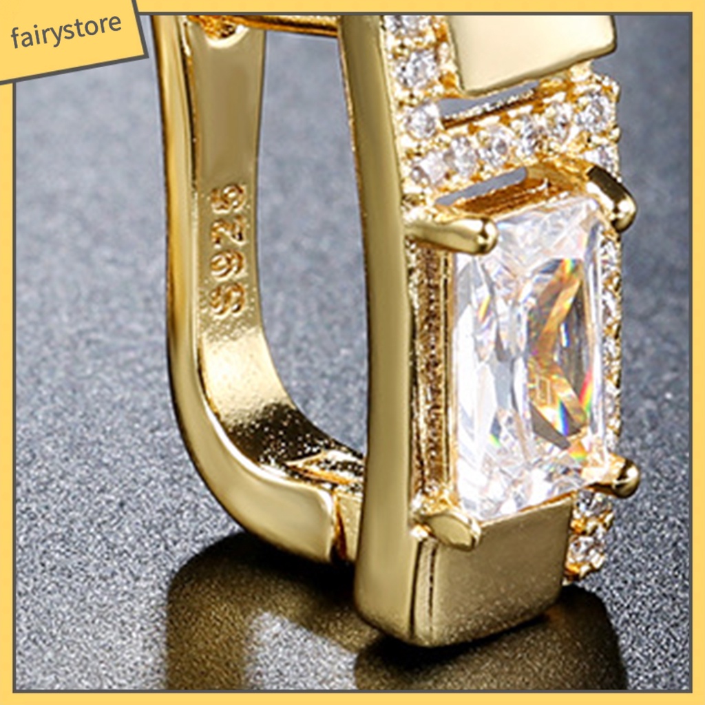 1 Đôi Bông Tai Đính Đá Hình Vuông Phong Cách Hàn Quốc Thời Trang