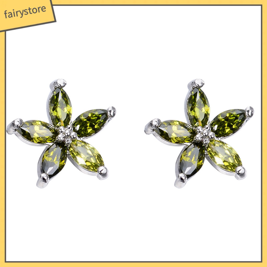 1 Đôi Bông Tai Hình Hoa Đính Đá Nhiều Màu Phong Cách Hàn Quốc