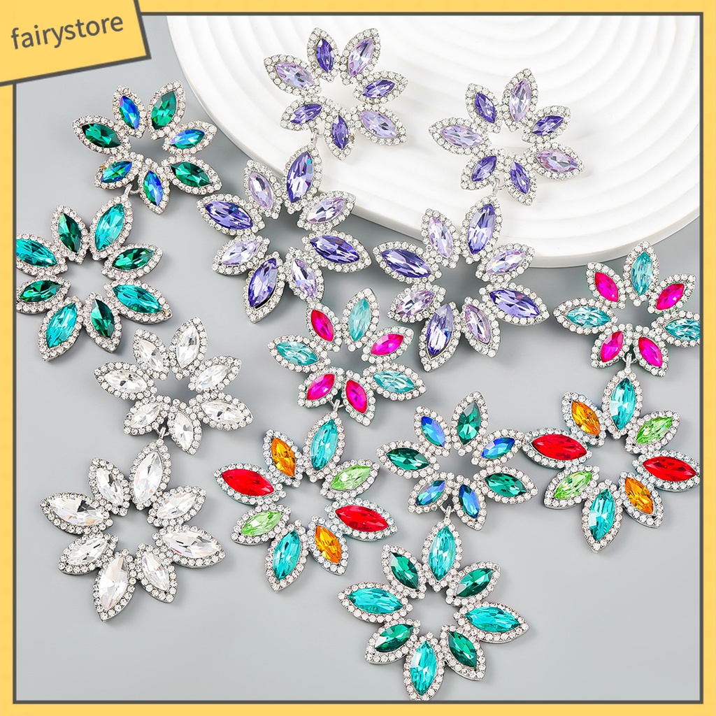 1 Đôi Bông Tai Nhiều Lớp Đính Đá Sang Trọng