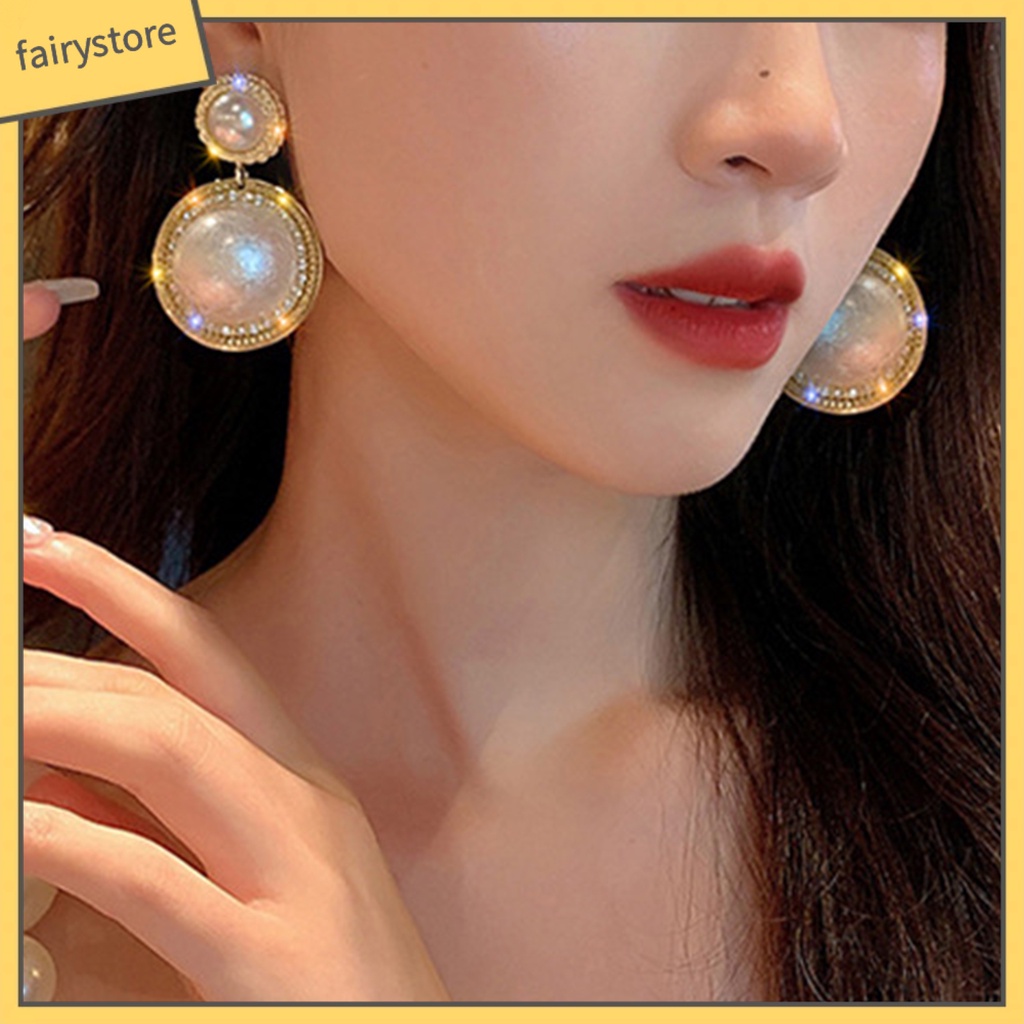 1 Đôi Bông Tai Nữ Đính Ngọc Trai Giả Phong Cách Hàn Quốc