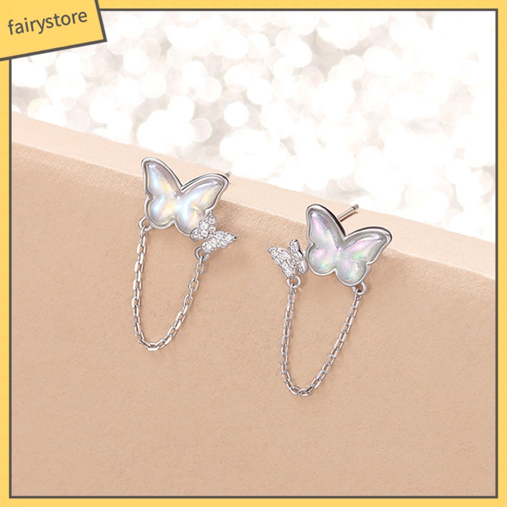 1 Đôi Bông Tai Mini Hình Bướm Đính Đá Mặt Trăng Nhân Tạo Thời Trang Dành Cho Nữ