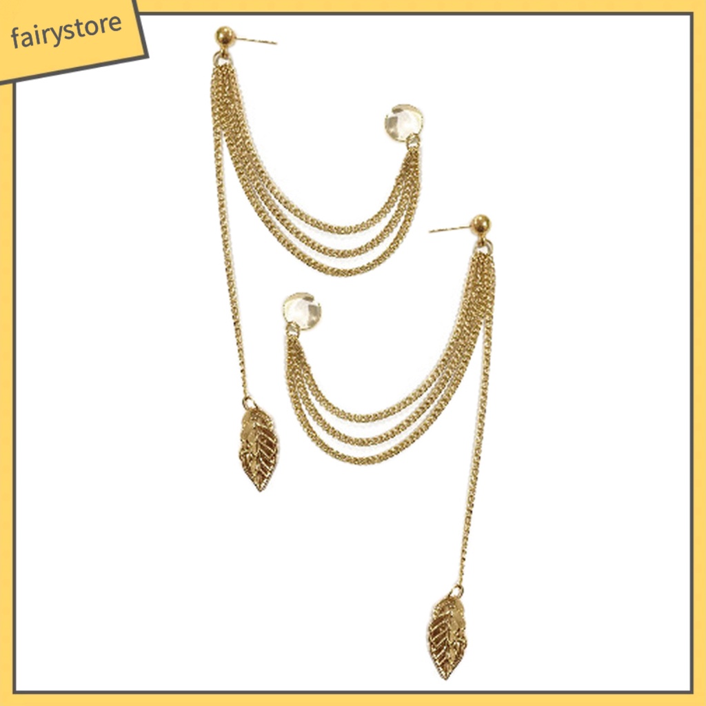 1 Đôi Bông Tai Hình Chiếc Lá Nhiều Lớp Màu Sắc Trơn Không Gây Kích Ứng Phong Cách Vintage Dành Cho Nữ