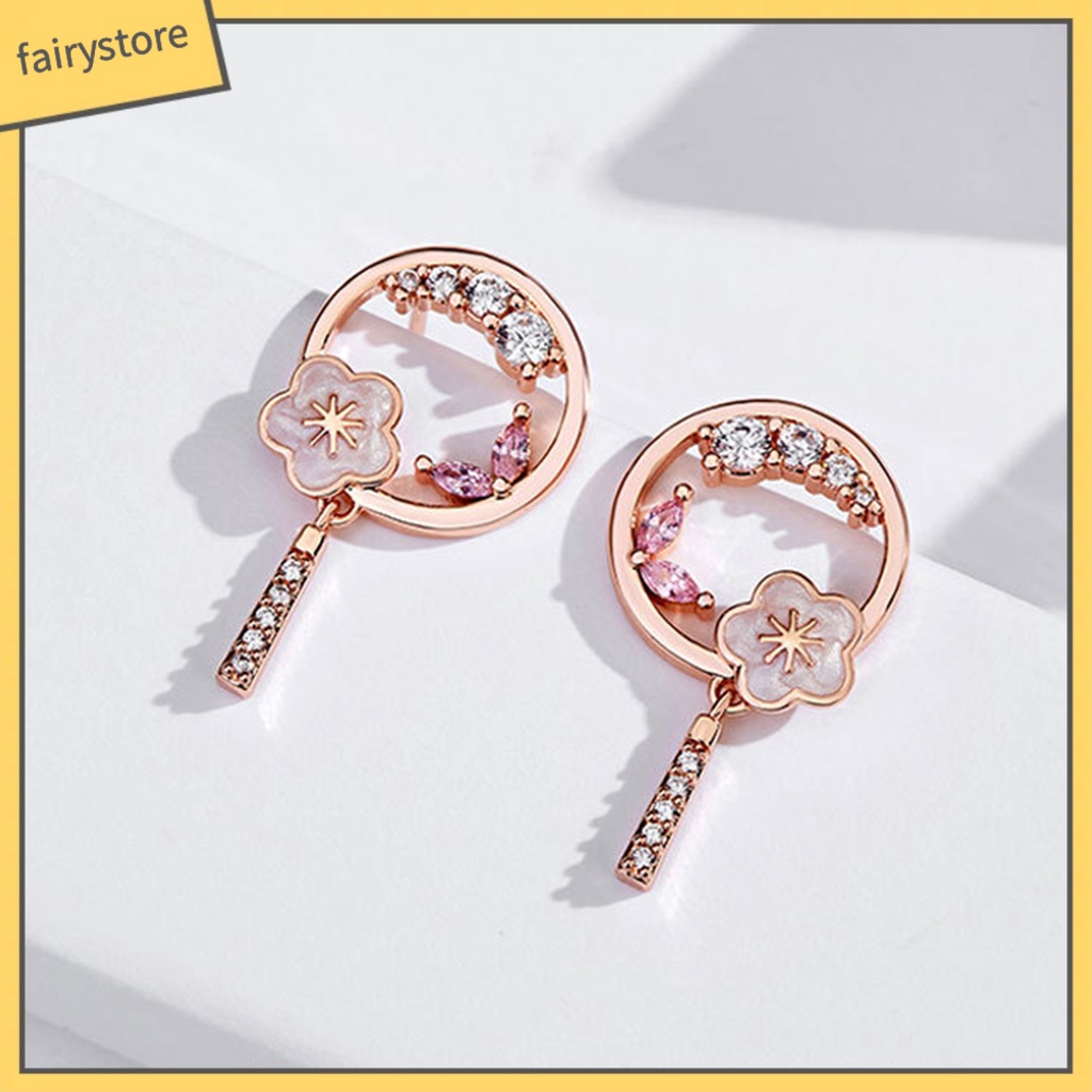 1 Đôi Bông Tai Hình Quạt Tua Rua Dài Phong Cách Trung Hoa Thanh Lịch Dành Cho Nữ