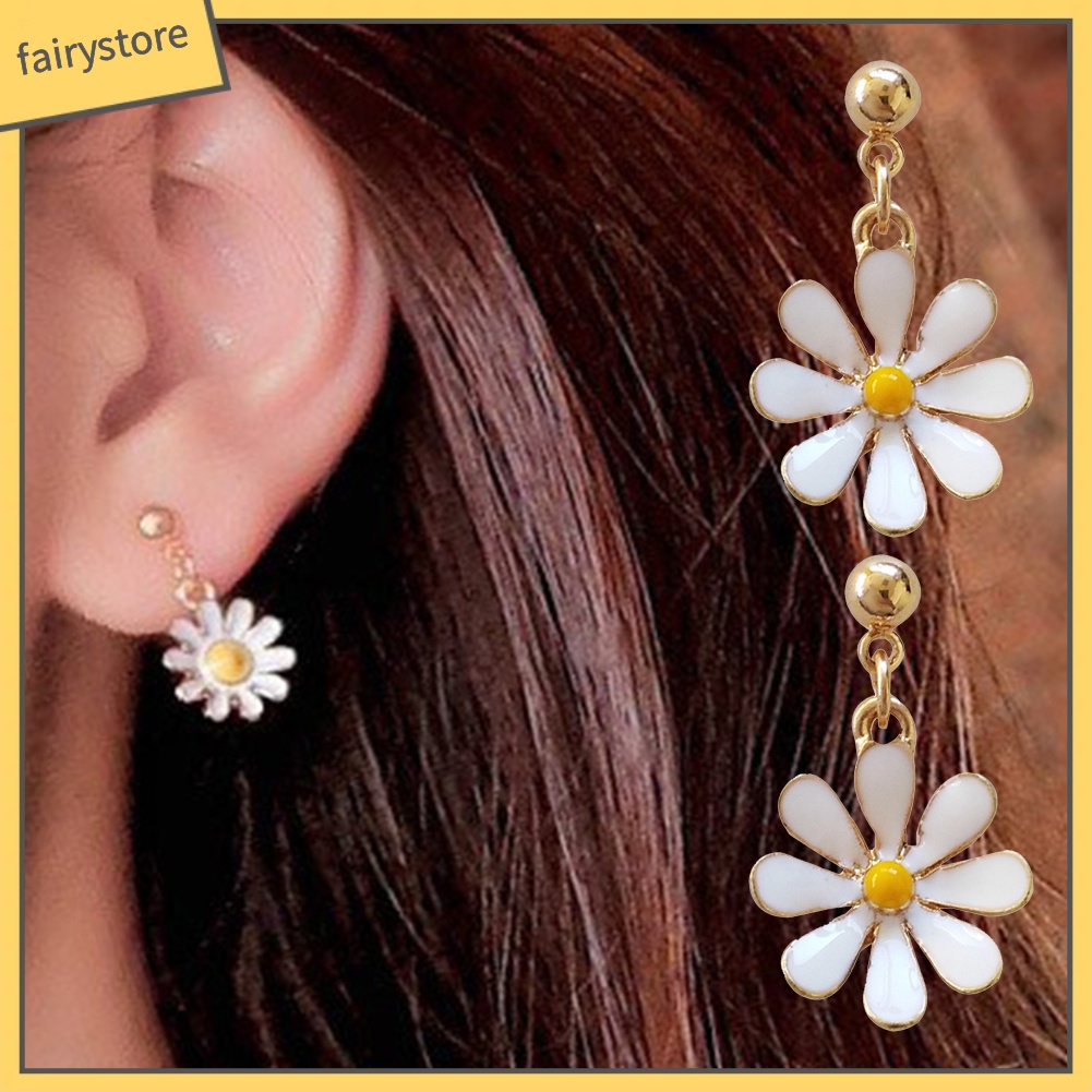 Bông Tai Hình Hoa Hướng Dương Tráng Men Ngọt Ngào Cho Nữ