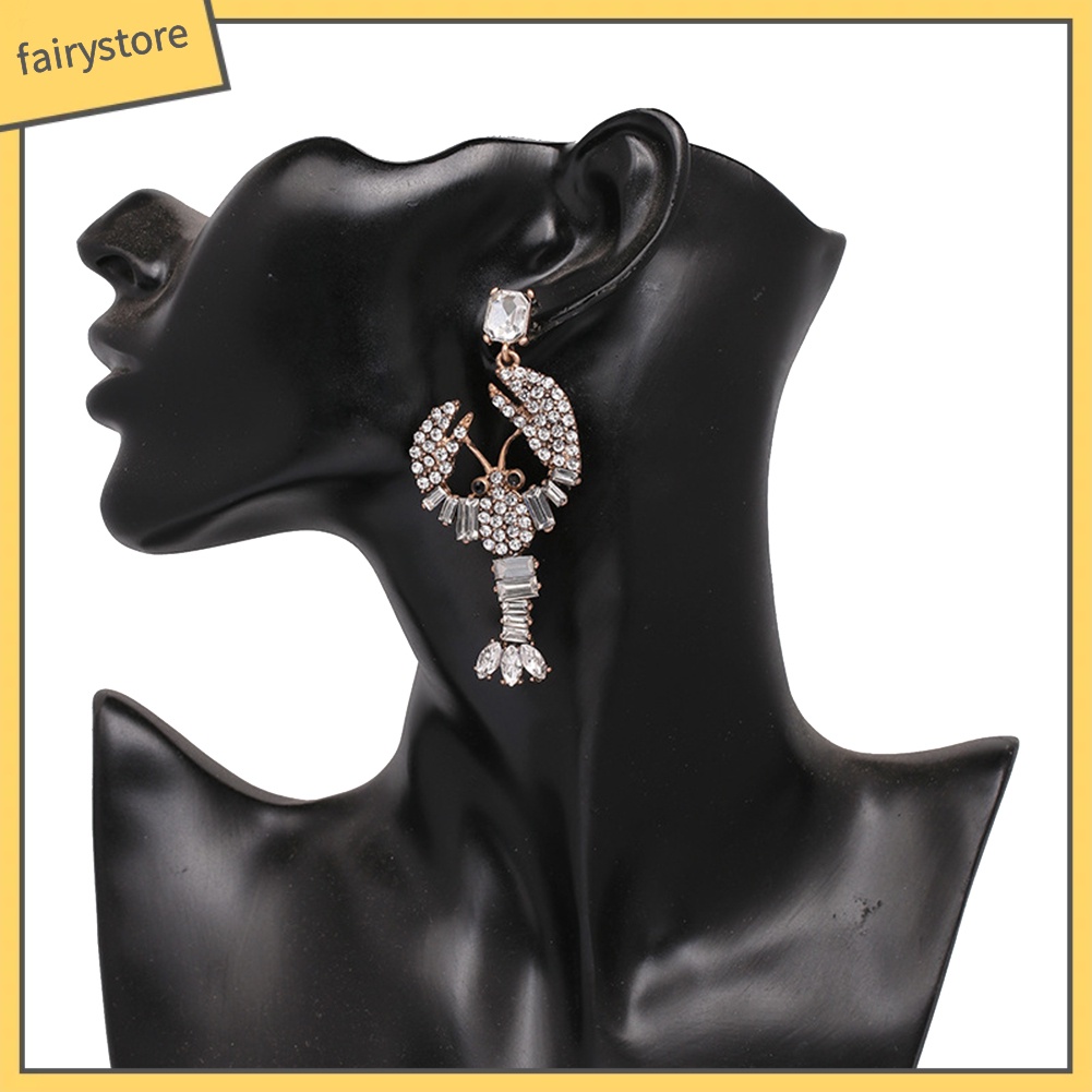 [FRO] Bông Tai Hình Tôm Hùm Đính Đá Sáng Tạo Cho Nữ