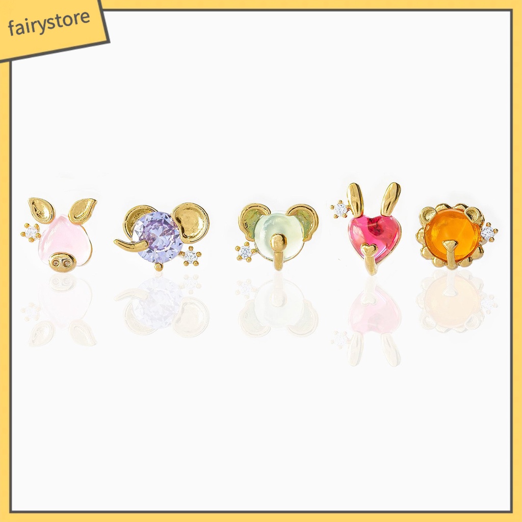 1 Đôi Bông Tai Hình Động Vật Đính Đá Zircon Thời Trang Dành Cho Nữ