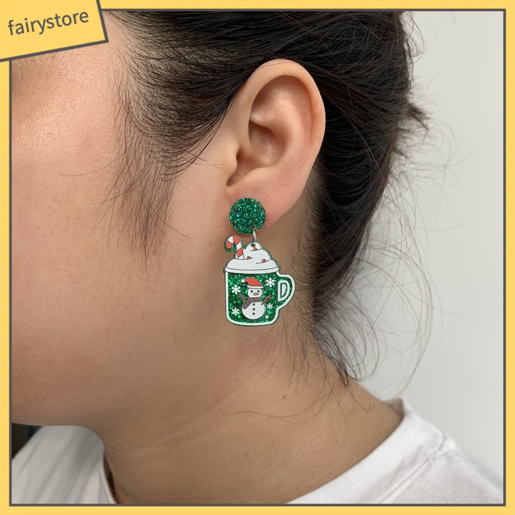 1 Cặp Bông Tai Họa Tiết Giáng Sinh Lấp Lánh Dễ Phối Đồ Dành Cho Nữ