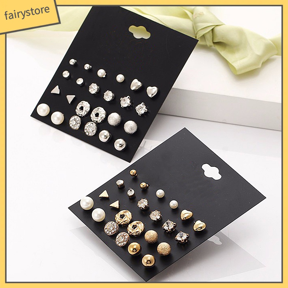 Set 12 Đôi Bông Tai Nhiều Kiểu Dáng Thời Trang Cho Nữ