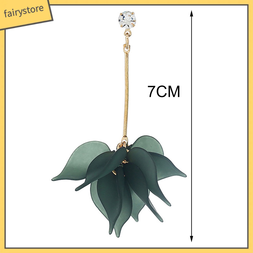 1 Đôi Bông Tai Dáng Dài Hình Cánh Hoa Bằng Hợp Kim Cho Nữ