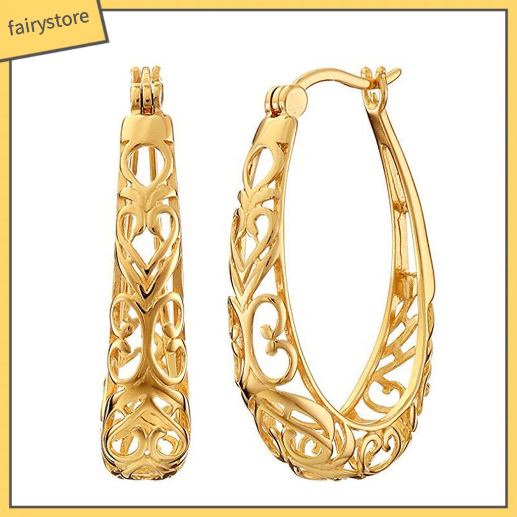 1 Đôi Bông Tai Hình Tròn Thiết Kế Đục Lỗ Thời Trang Dành Cho Nữ