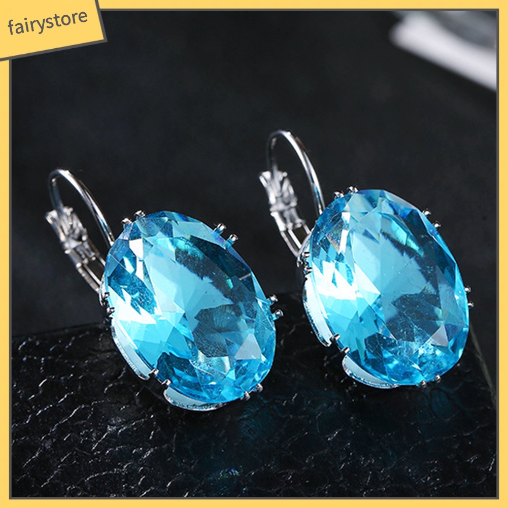 Bông Tai Chuỗi Đính Đá Quý Nhân Tạo Hình Oval Thanh Lịch Cho Nữ