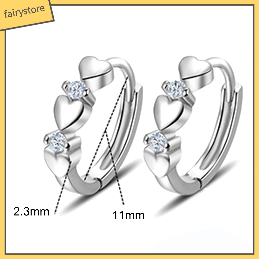 Bông Tai Hình Trái Tim Đính Đá Zircon [FRO] Thanh Lịch Cho Nữ