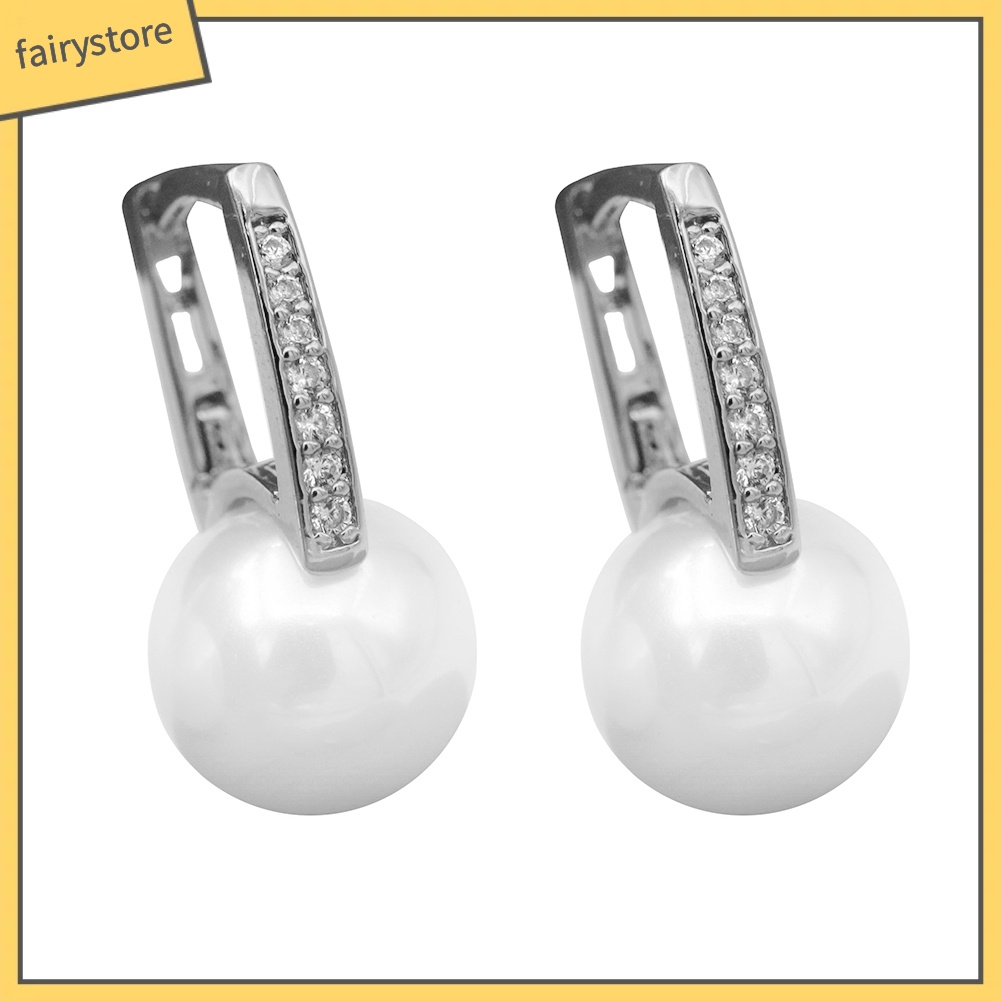 Bông Tai Hình Chiếc Lá Đính Đá &amp; Ngọc Trai Giả Thời Trang Cho Nữ