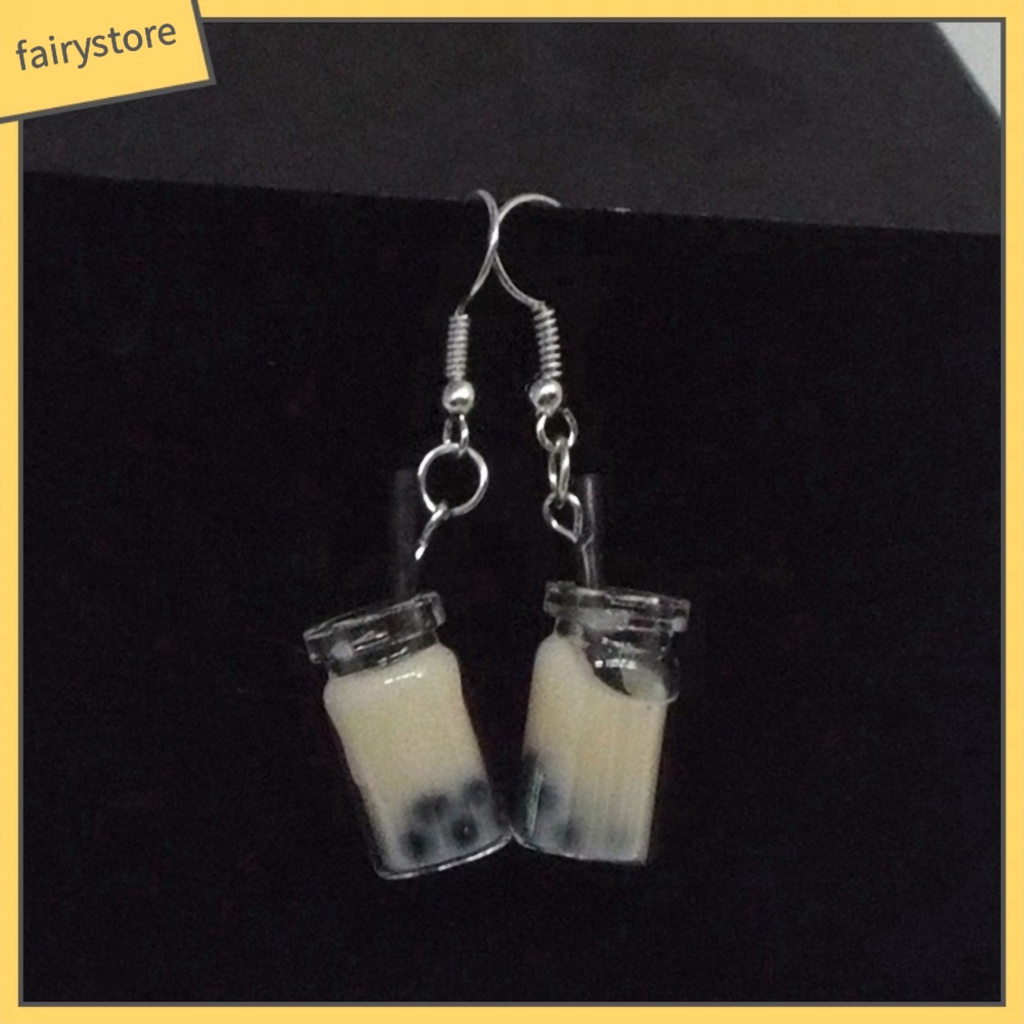 Bông Tai Dáng Dài Hình Ly Trà Sữa Độc Đáo Thời Trang Dự Tiệc Cho Nữ