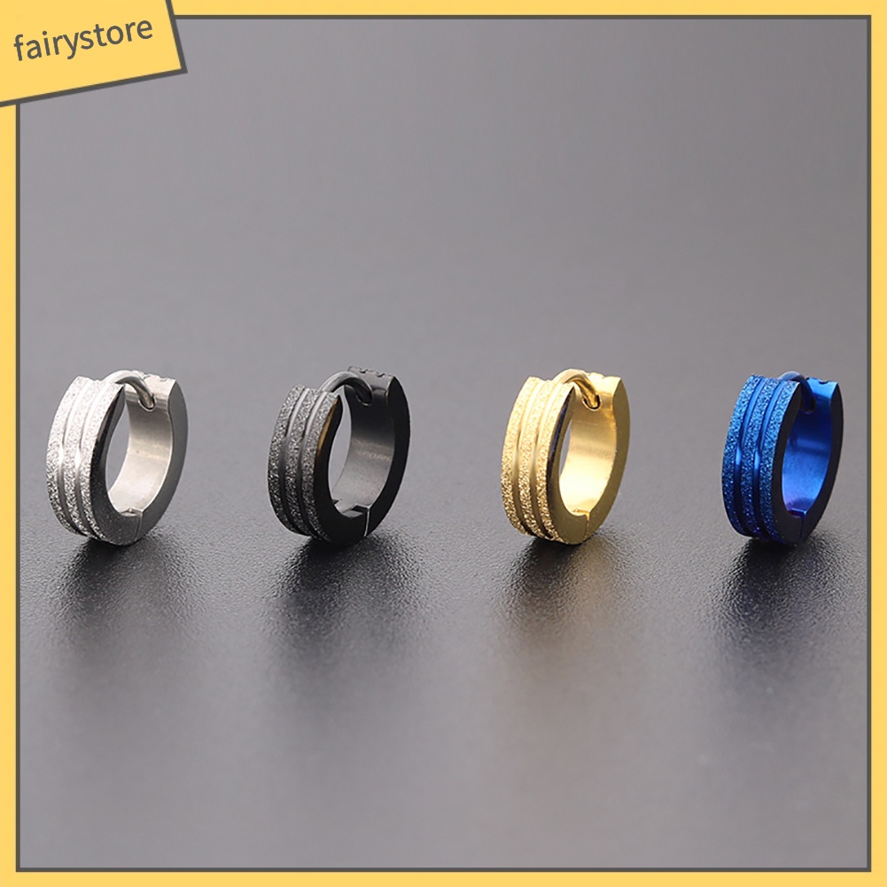 Khuyên Tai Tròn Phẳng Bằng Thép Không Gỉ Thời Trang Unisex