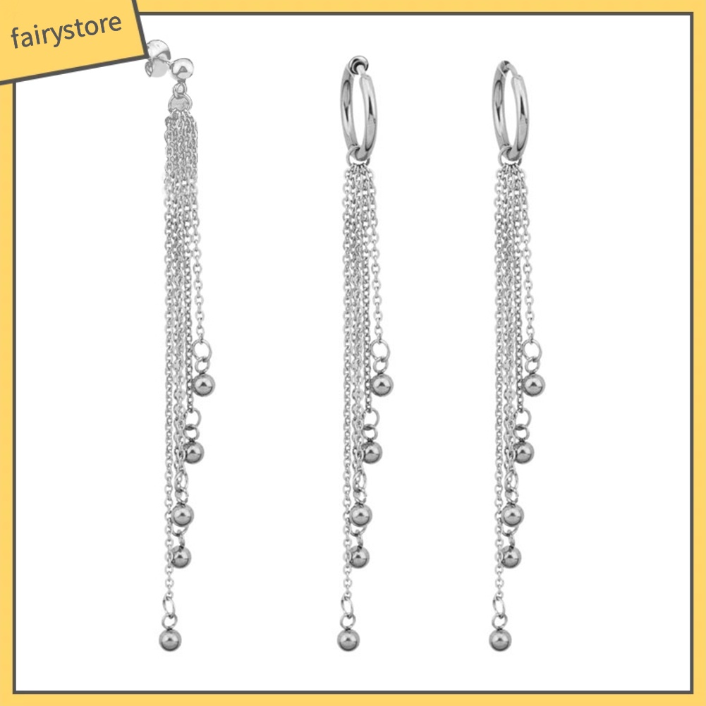 Bông Tai Dạng Kẹp Đính Hạt Bằng Thép Không Gỉ 1 Cái Cho Nam &amp; Nữ