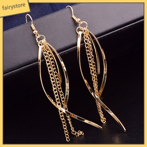 Bông Tai Hợp Kim Dáng Dài Phối Tua Rua Phong Cách Vintage Thanh Lịch Cho Nữ