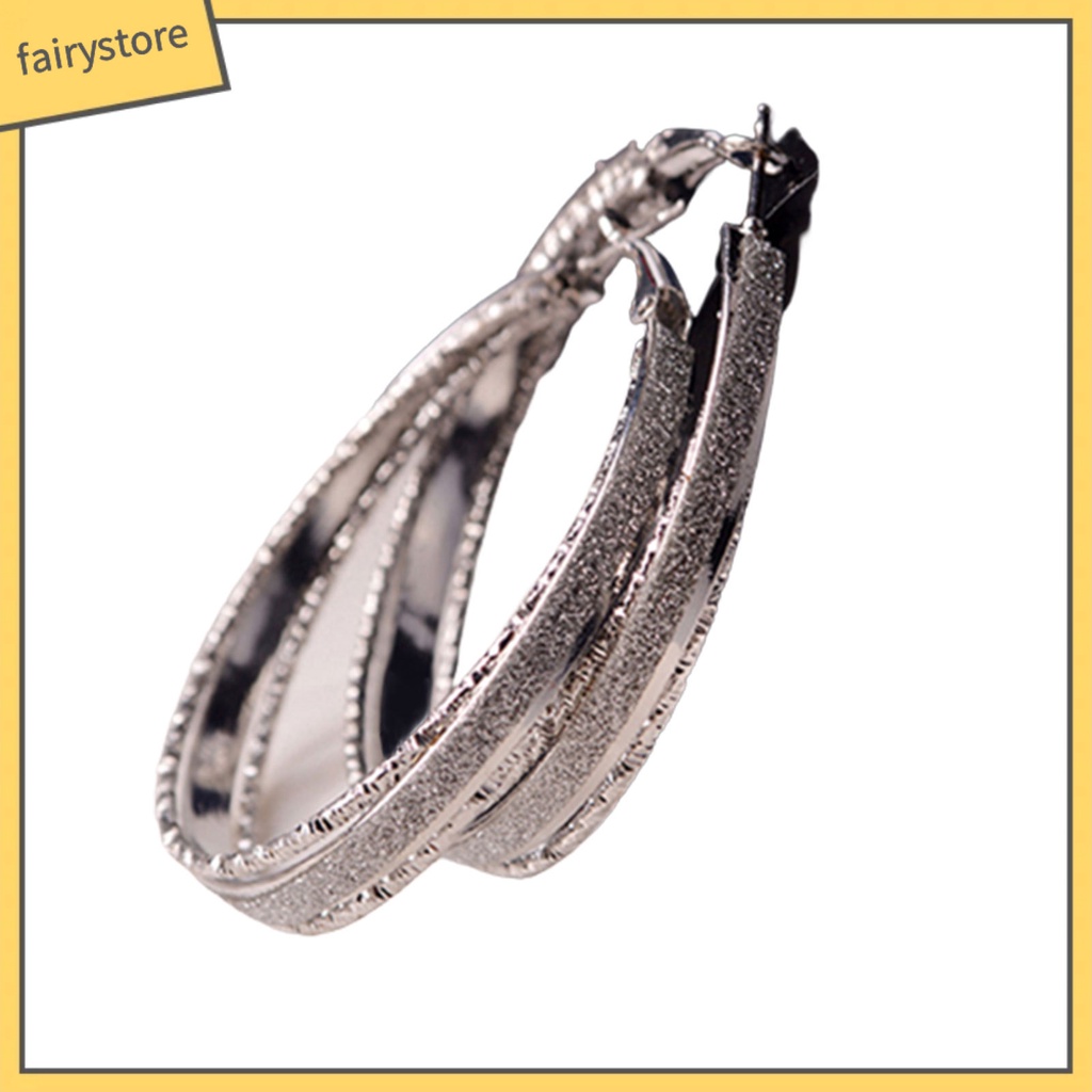 1 Đôi Bông Tai Tròn Hợp Kim Lấp Lánh Thời Trang Cho Nữ