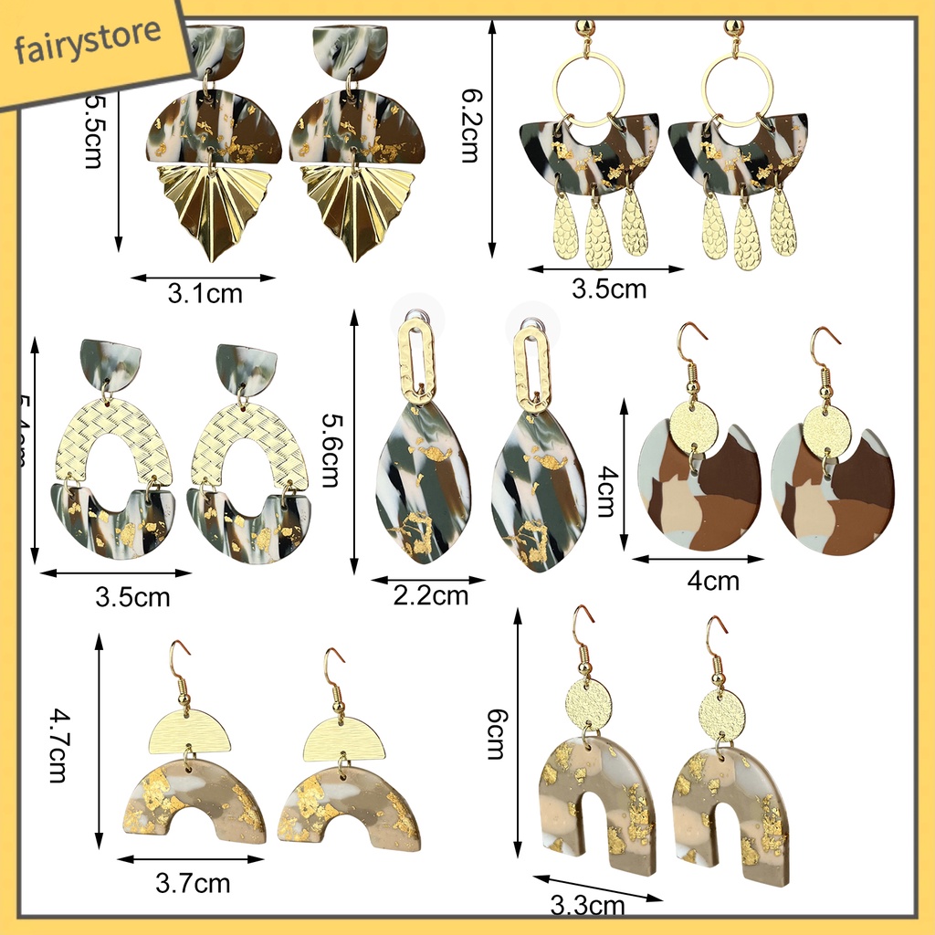 1 Đôi Bông Tai Xỏ Lỗ Mặt Oval Họa Tiết Hình Học Trong Suốt Phong Cách Retro