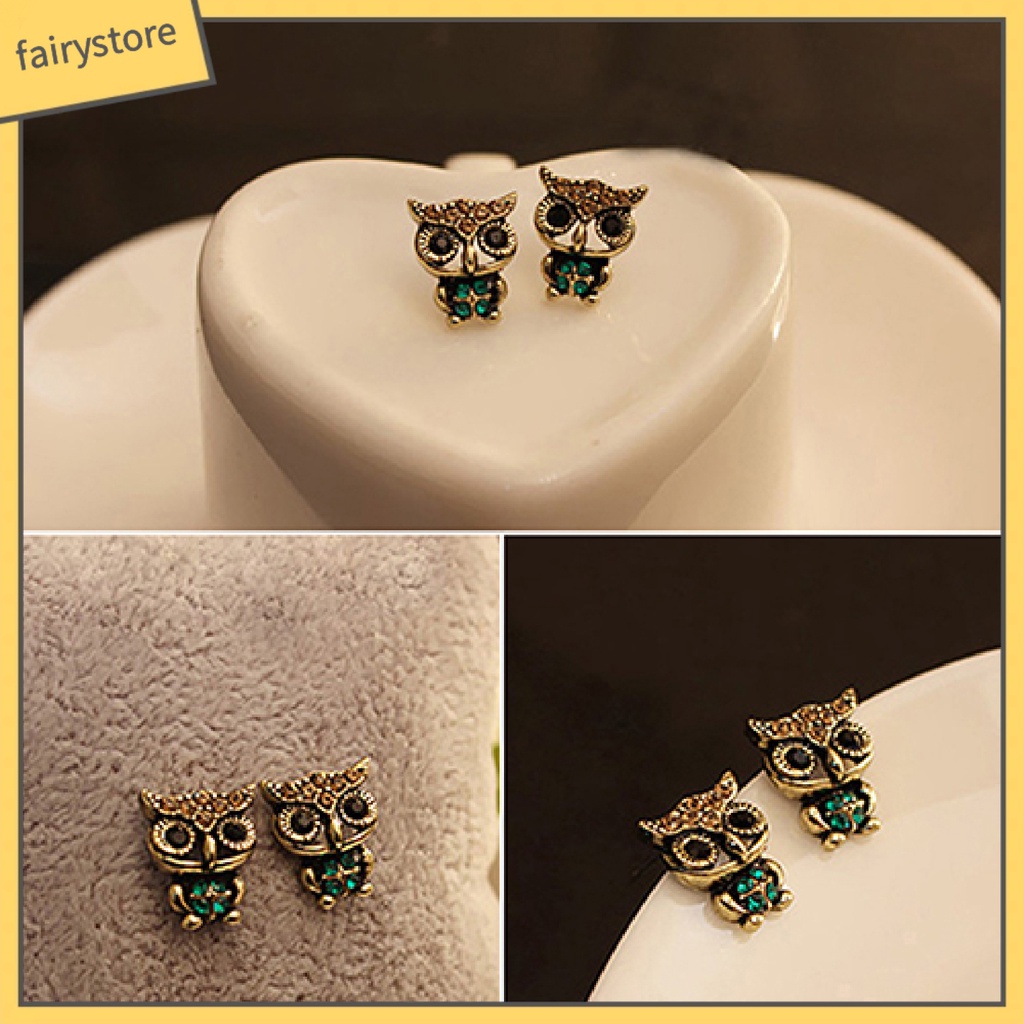 1 Đôi Bông Tai Hình Chim Cú Bằng Hợp Kim Dễ Thương Phong Cách Vintage Dành Cho Nữ
