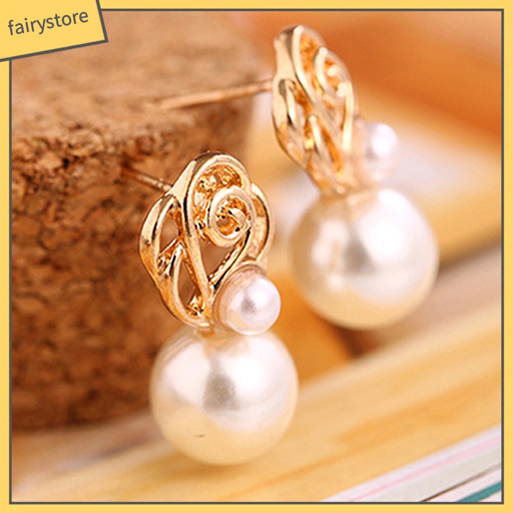 Bông Tai Đính Ngọc Trai Giả Thời Trang Dành Cho Nữ