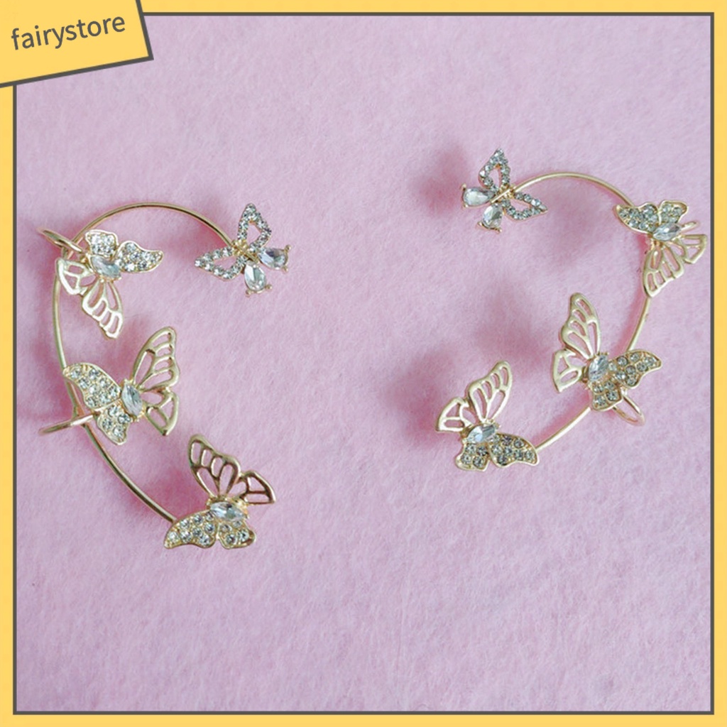 1 Khuyên Kẹp Vành Tai Hình Bướm Rỗng Không Cần Xỏ Lỗ Phong Cách Hàn Quốc Tinh Tế Dành Cho Tiệc Cưới