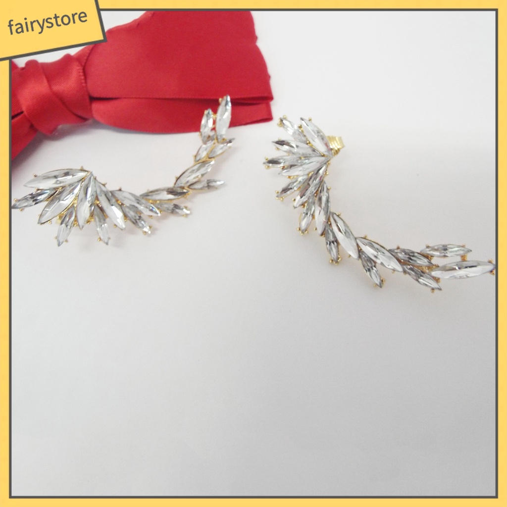 [FRO] 1 Khuyên Tai Tích Hợp Kẹp Đính Đá Thanh Lịch Thời Trang Cho Nữ