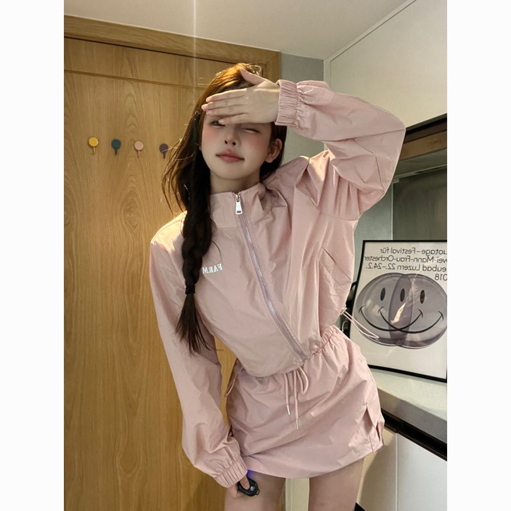 Set Đồ Thể Thao Gồm Áo Chống Nắng Dáng Ngắn Và Chân Váy Lưng Cao Phong Cách Đường Phố Thời Trang Cho Nữ