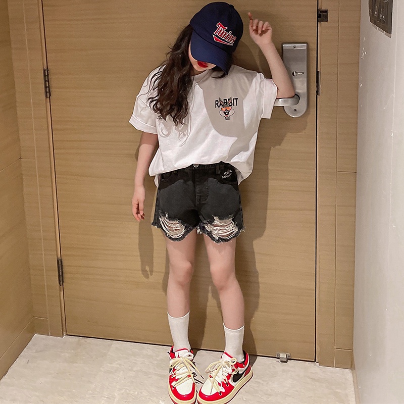 Áo Thun 100% Cotton Tay Ngắn Cổ Tròn Dáng Rộng In Hình Thời Trang Cho Bé 2-14 Tuổi Baby Tee