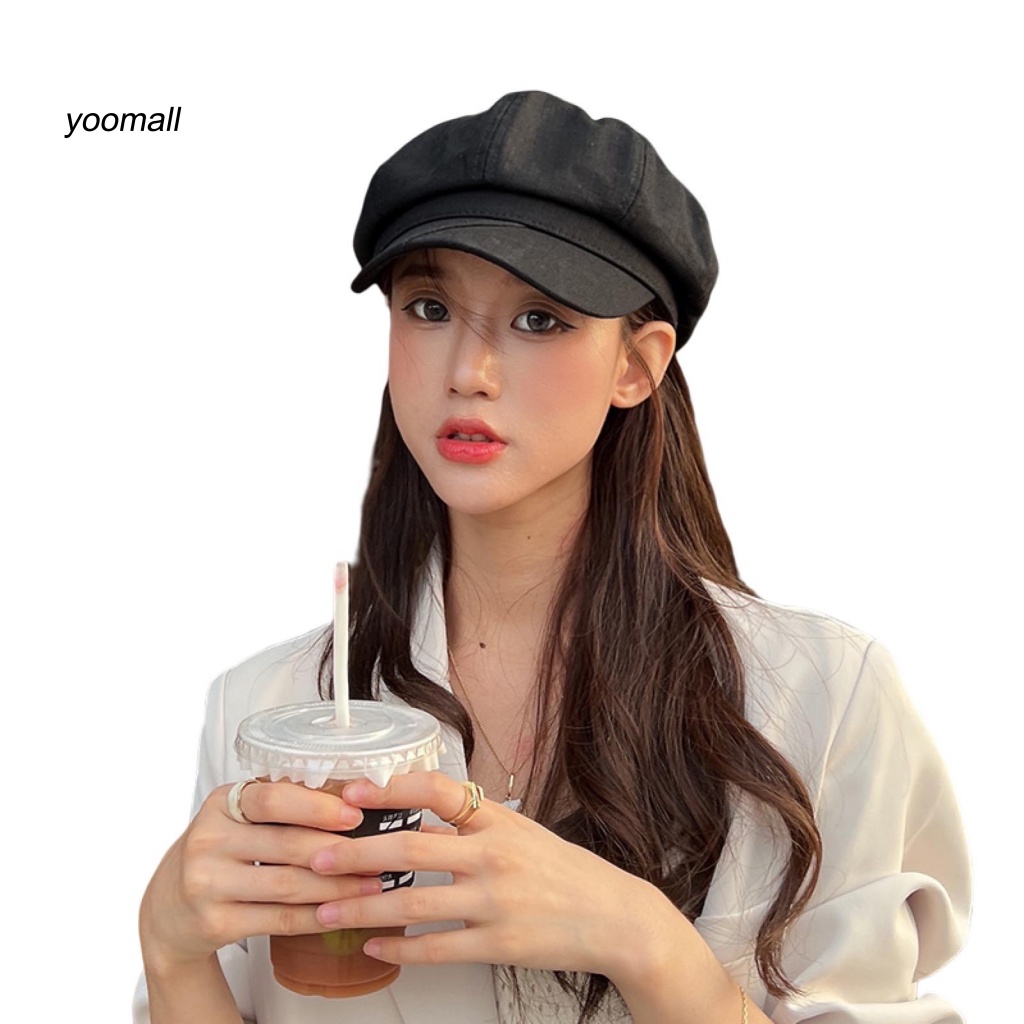 Mũ Beret Cotton Màu Trơn Giữ Ấm Thời Trang