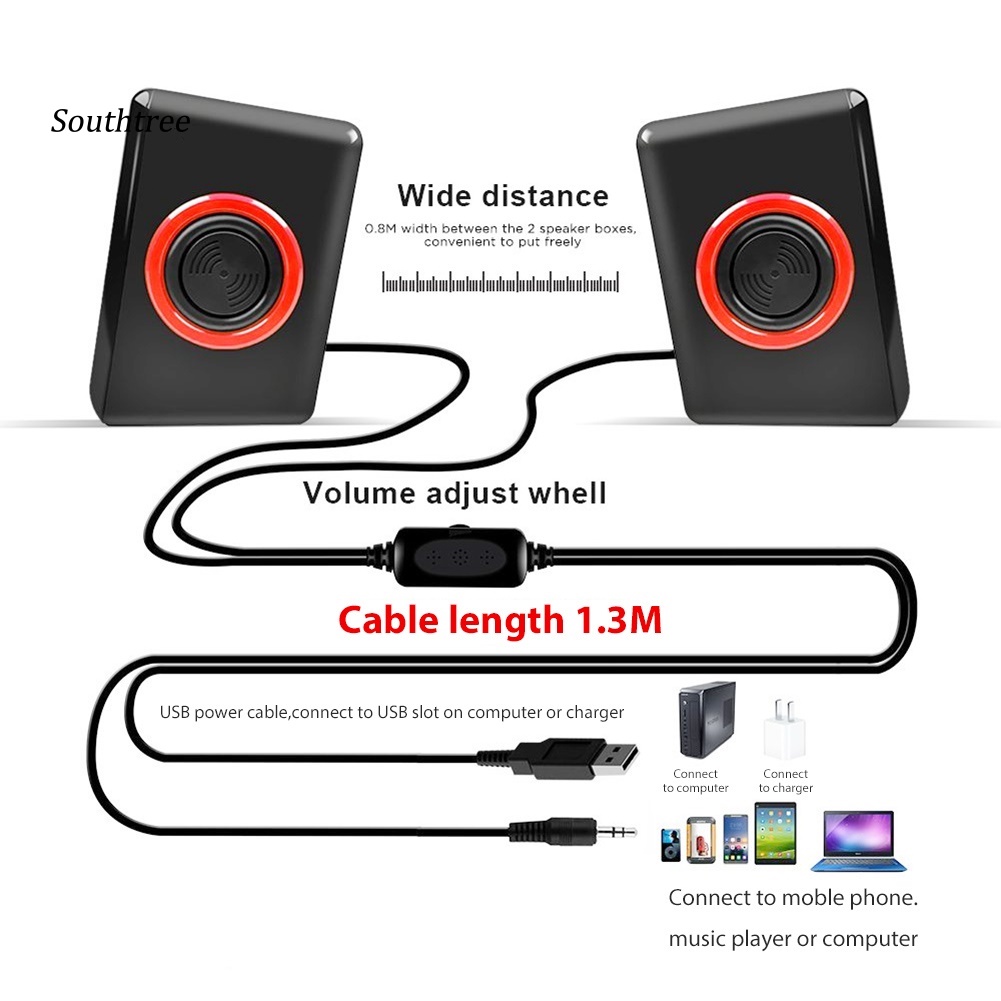 1 Cặp Loa Âm Thanh Vòm Đa Phương Tiện Có Dây USB Cho PC Laptop